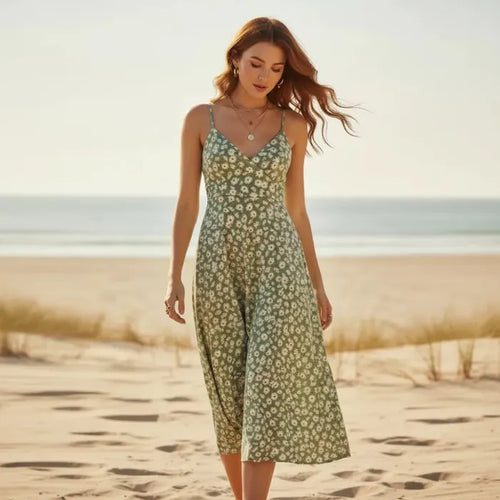Boho Floral Tie Back Midi Sundress