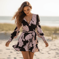 Boho V-Neck Printed Mini Dress