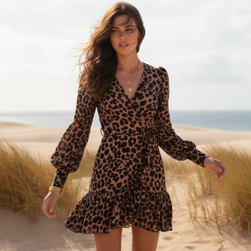 Boho V-Neck Printed Mini Dress