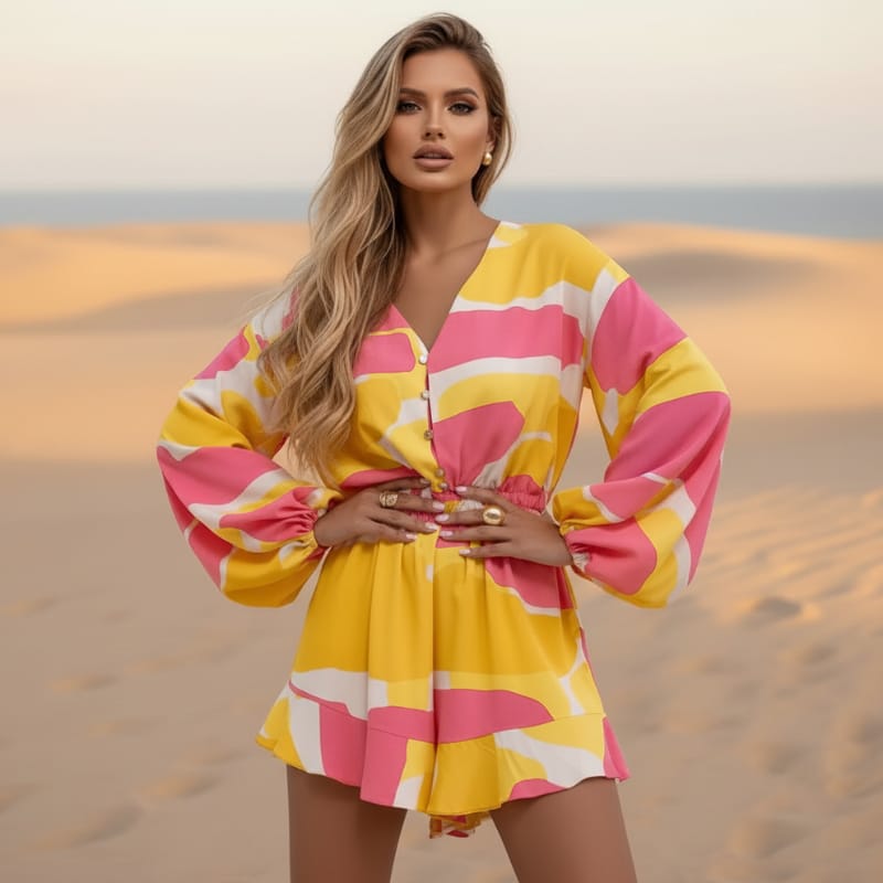 Boho Floral V-Neck Romper
