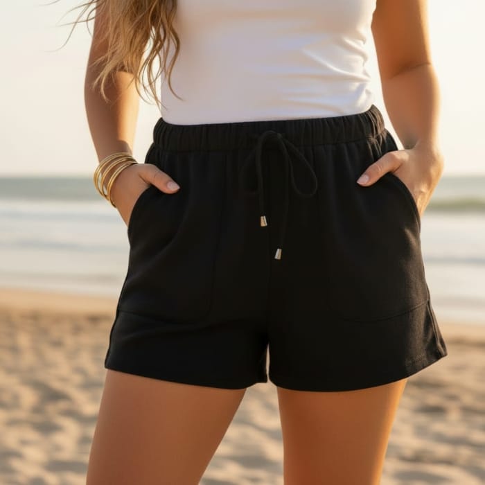 High Waist Drawstring Casual Shorts