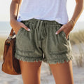 Boho Frayed Hem Denim Shorts
