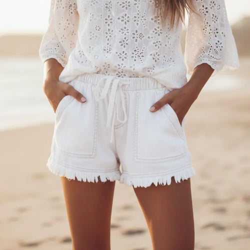 Boho Frayed Hem Denim Shorts