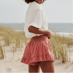 Boho Floral Embroidered Ruffle Edge Shorts