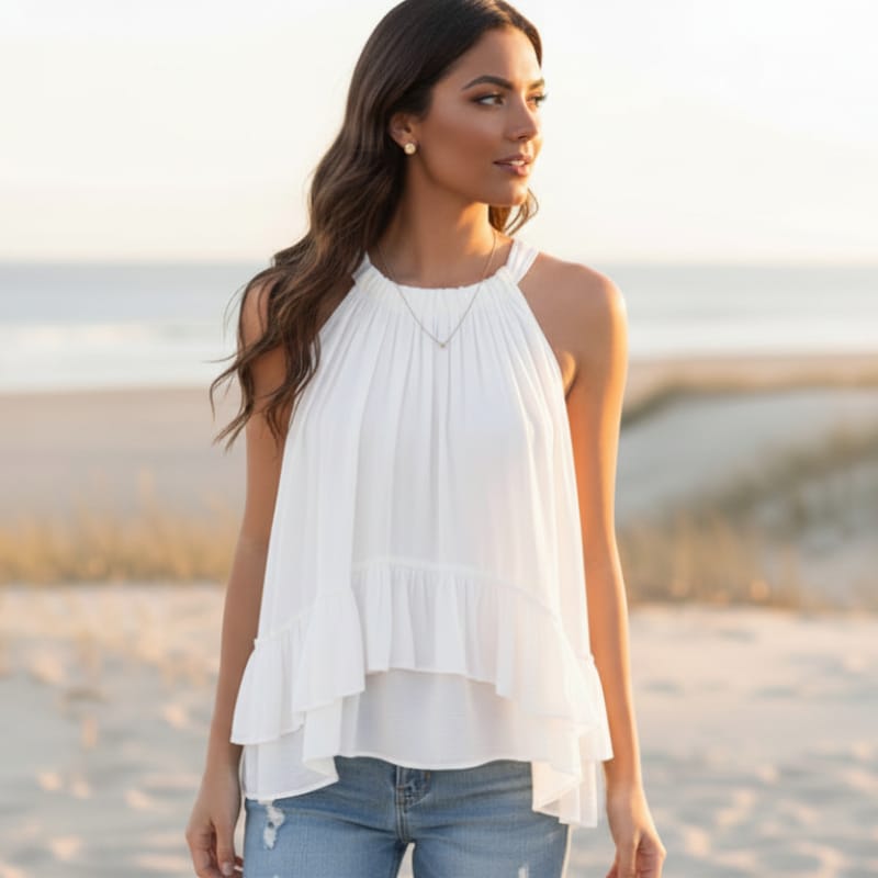 Boho Ruffled Sleeveless Top