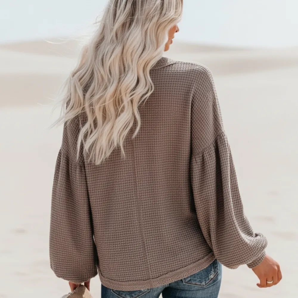 Boho Lantern Sleeve Knit Top