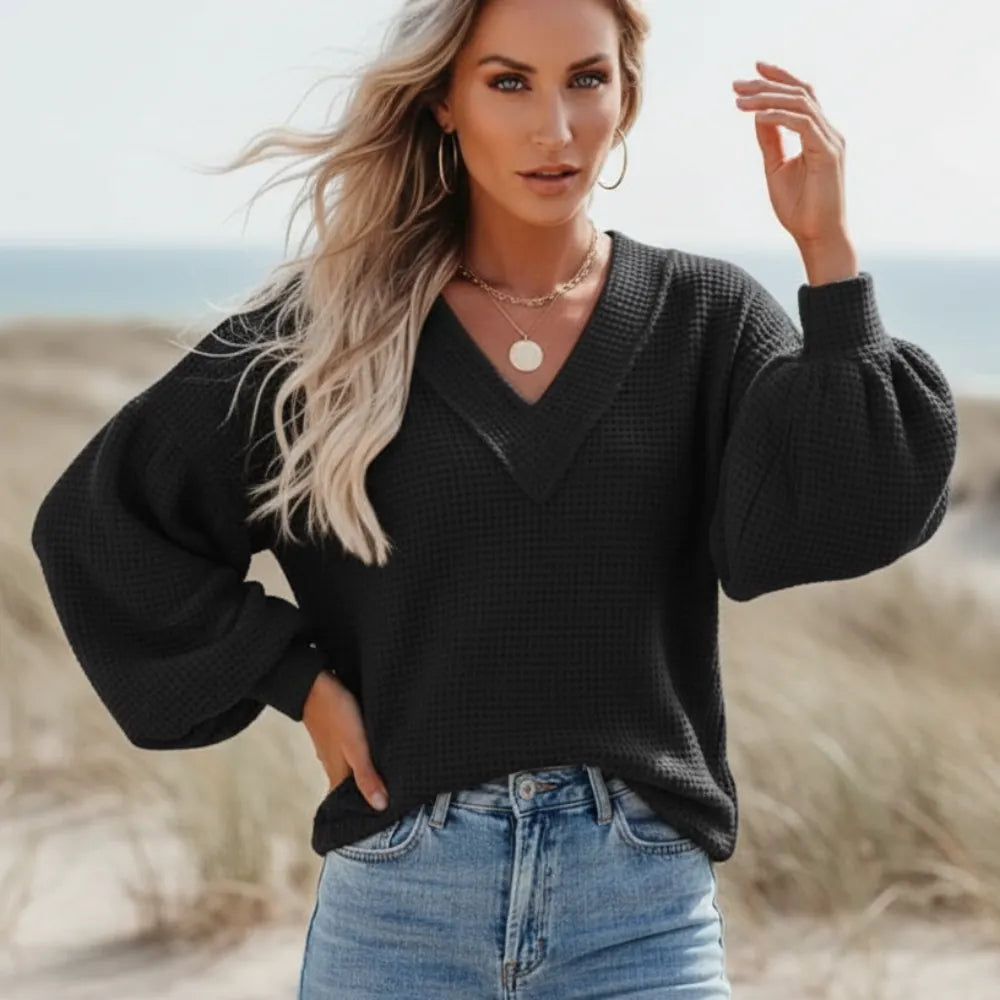 Boho Lantern Sleeve Knit Top