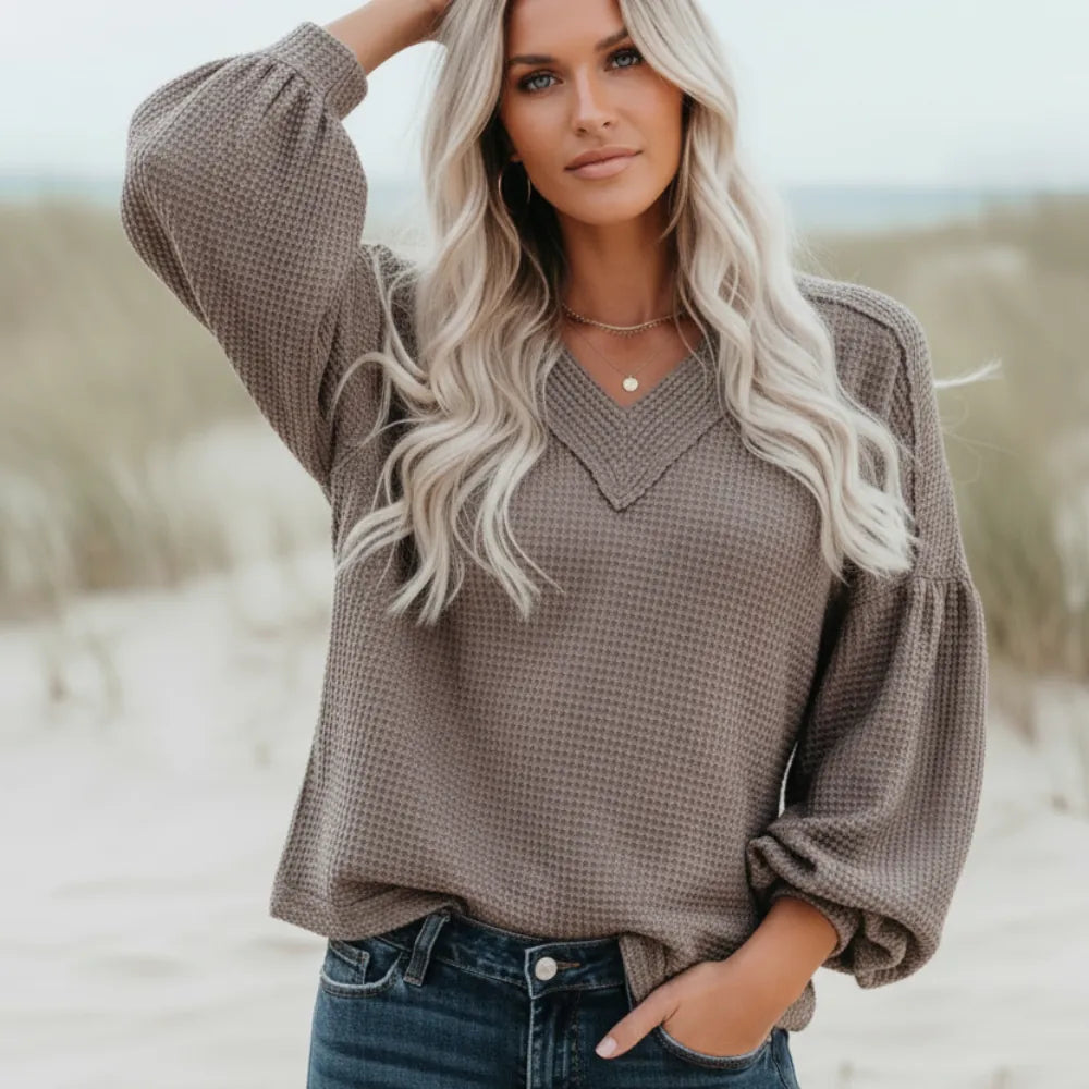 Boho Lantern Sleeve Knit Top