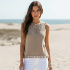 Boho Knit Tassel Sleeveless Top