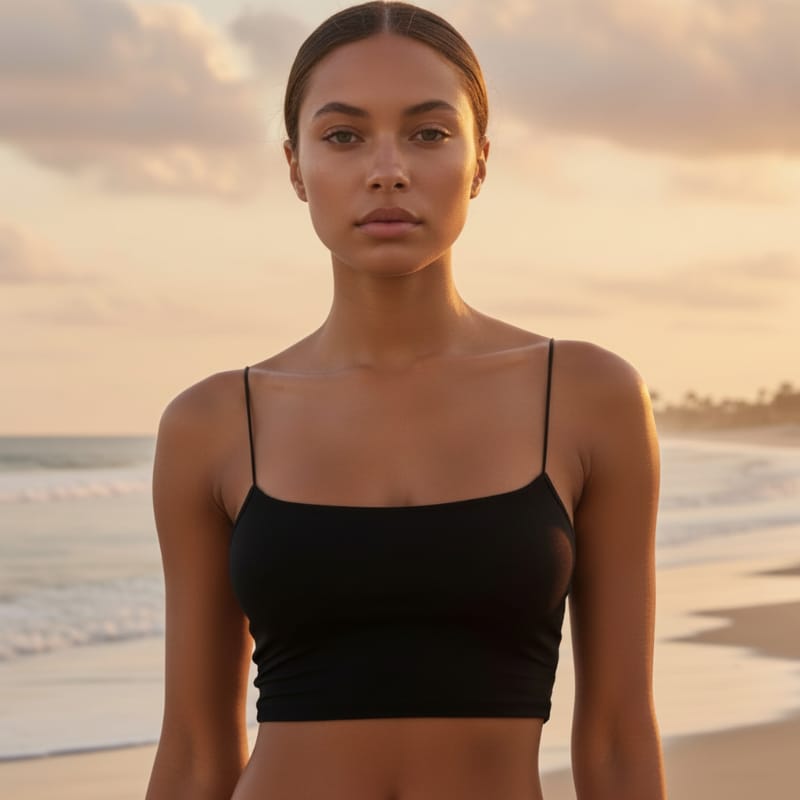 Solid Spaghetti Strap Crop Cami