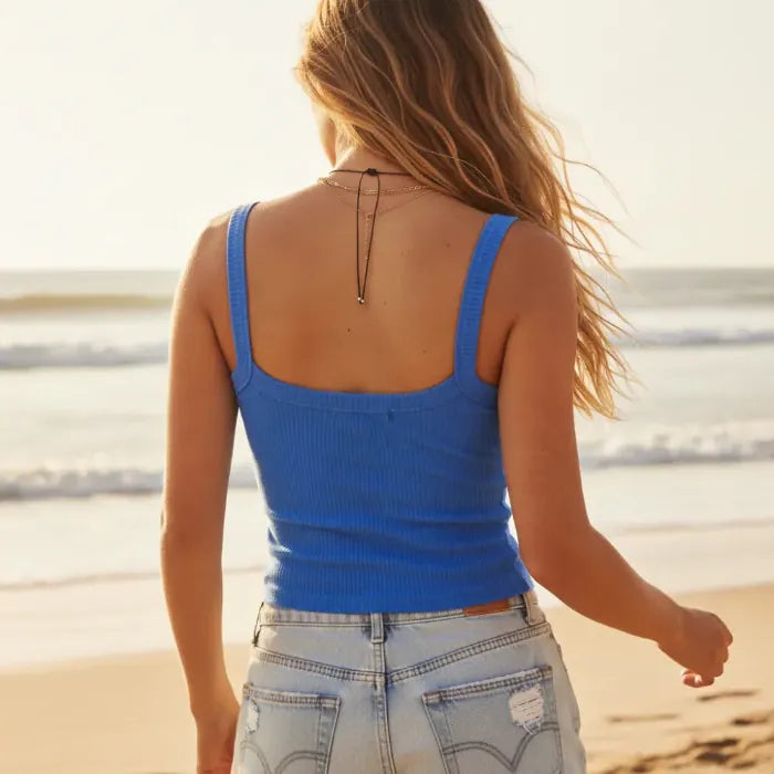 Ribbed Backless Crop Tank Top