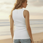 Solid Ribbed High Neck Tank Top