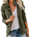 Rinalvo Women's Khaki Zip Front Utility Jacket