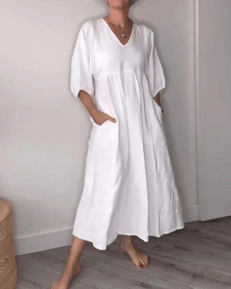 Rinalvo Elegant Maxi Dress with V-Neck