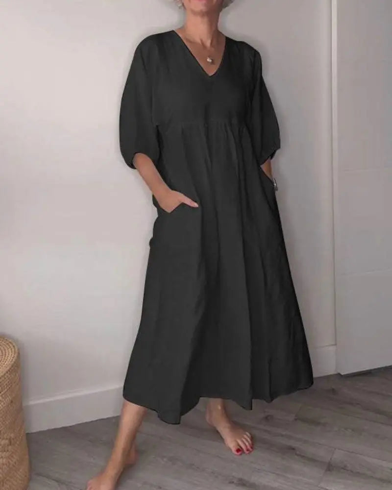 Rinalvo™ | Elegant Maxi Dress with V-Neck Rinalvo™
