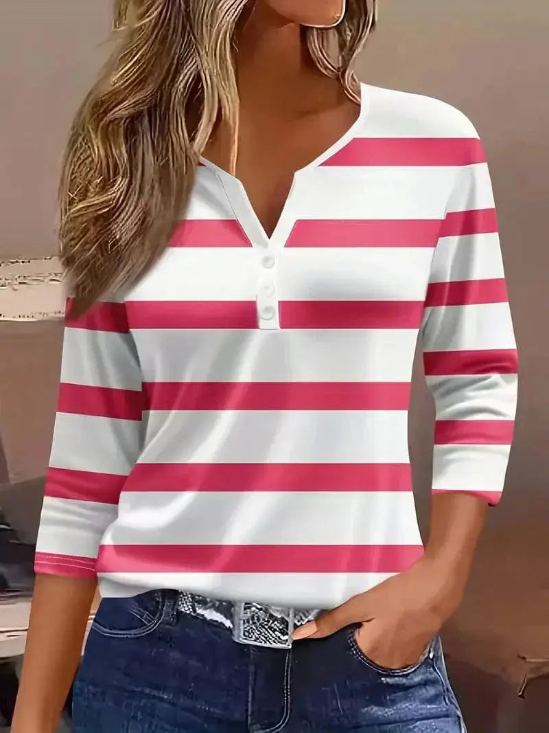 Rinalvo™ | Striped V-Neck Top Rinalvo™