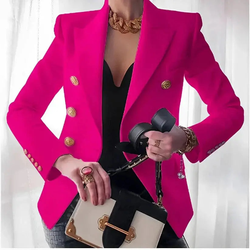 Rinalvo™ | Women's Classic Double-Breasted Blazer with Gold Buttons Rinalvo™