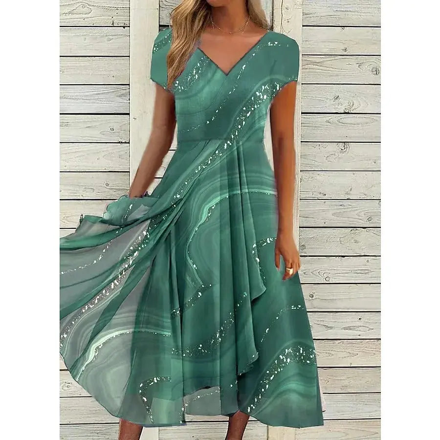 Rinalvo™ | V-neck Midi Dress Rinalvo™