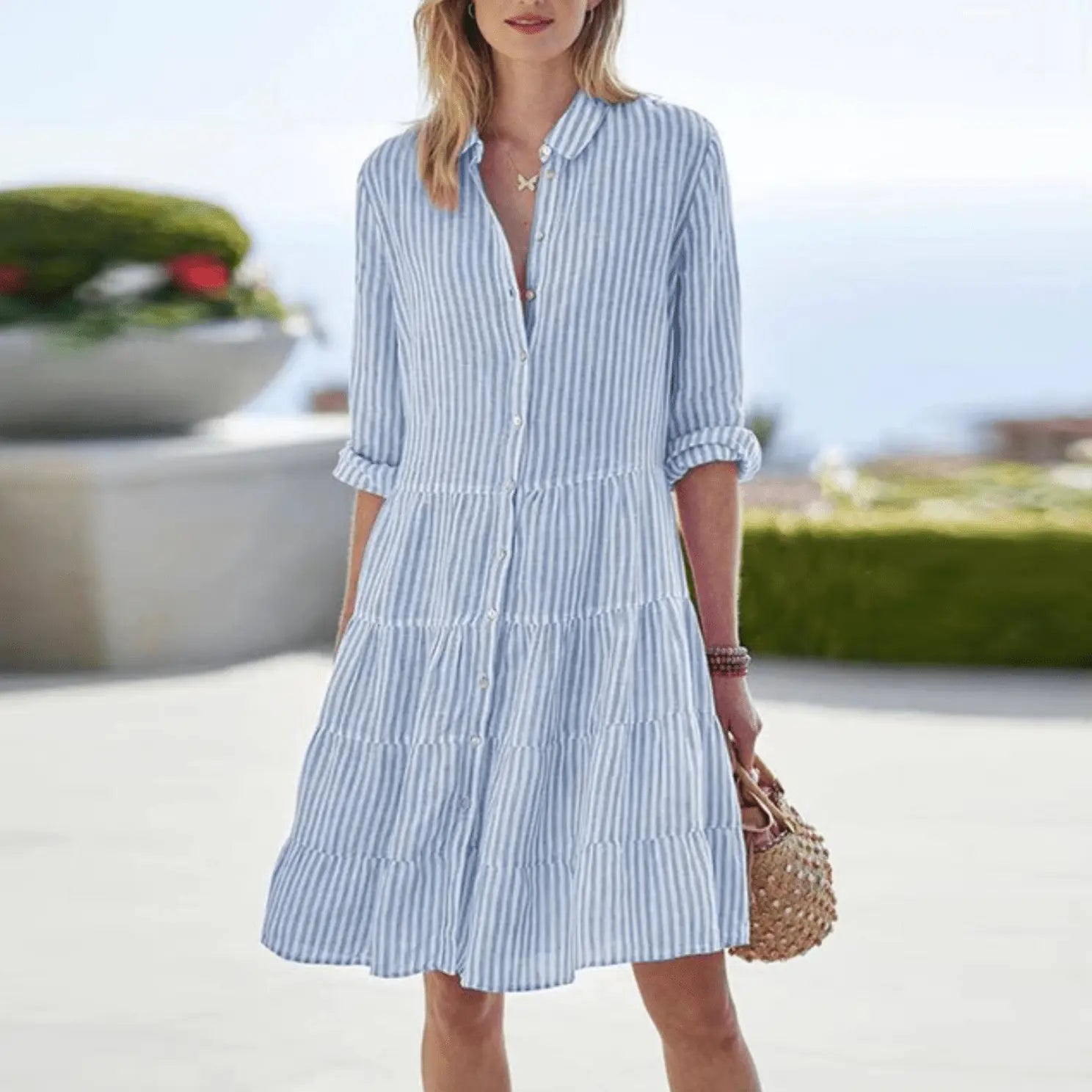 Rinalvo™ | Breezy Striped Dress With Buttons Rinalvo™