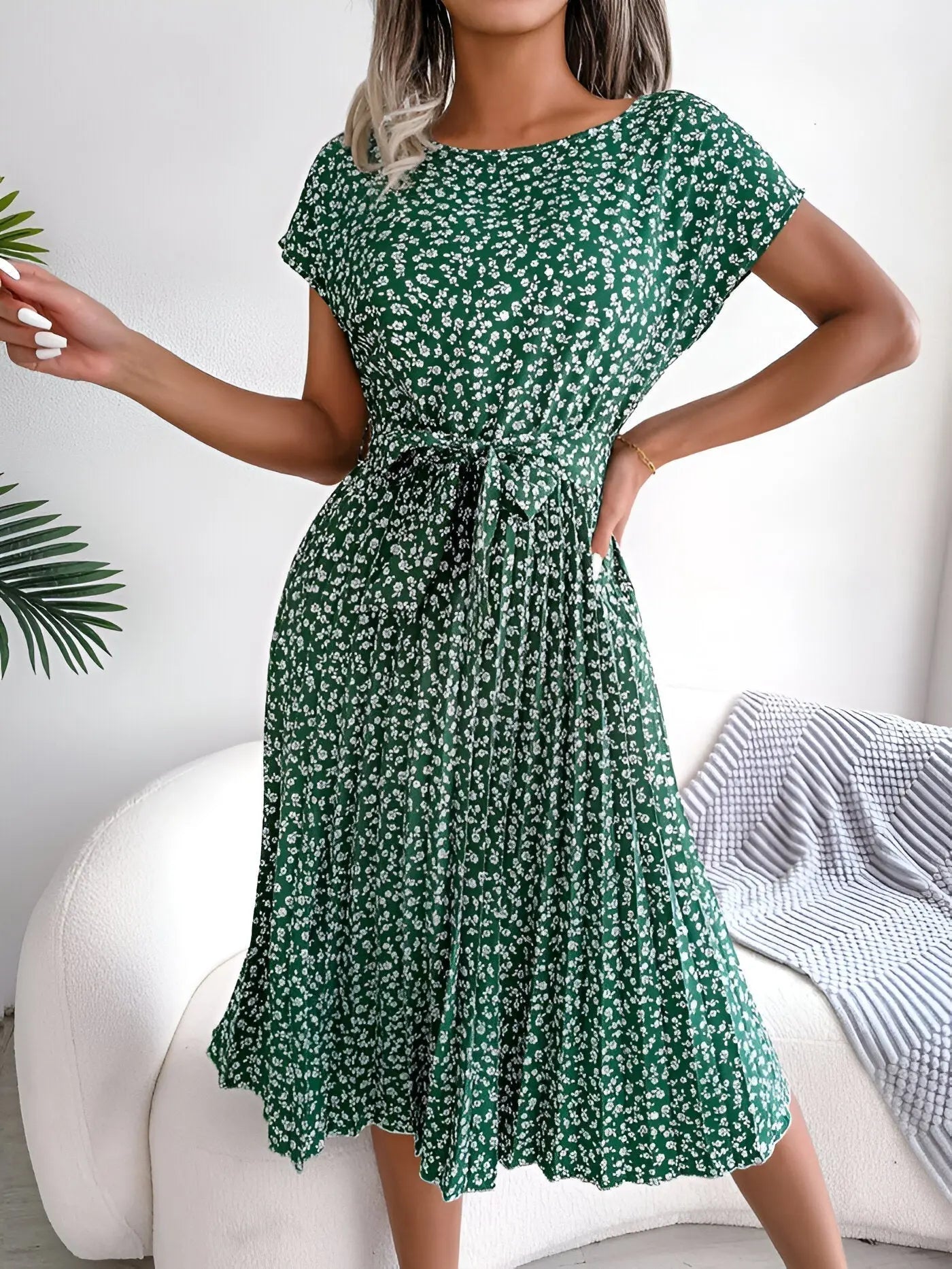 Rinalvo Flower Pleated Elegance Dress